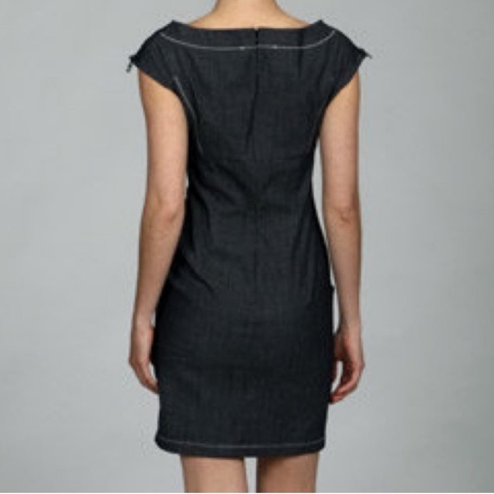 Miss Sixty | Gray Sheath Dress with Wide Neckline, Zippers and Zigzag Stitching - Picture 2 of 12